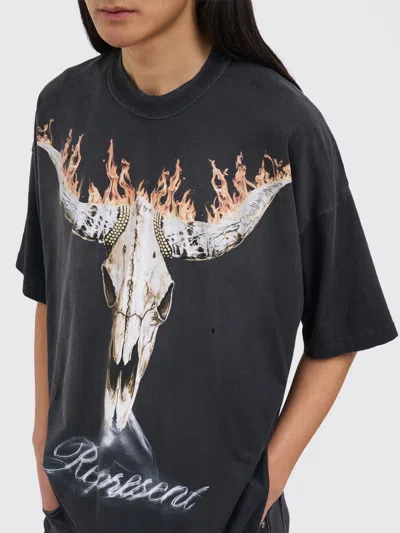 Represent Mens Stained Black British Cowboys Graphic-print Cotton-blend T-shirt In Black