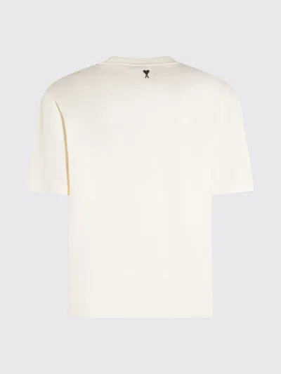 Ami Alexandre Mattiussi Boxy Fit Short Sleeves Teehisrt With Signature Print At Front In Neutral