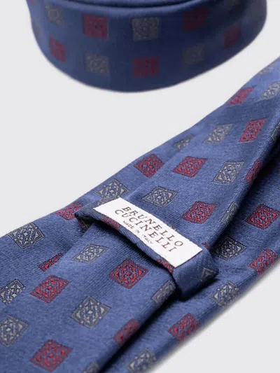 Brunello Cucinelli Slim Tie Patterned Design Pointed Tip In Blue