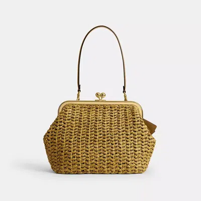 Coach 27 Kisslock Frame Interwoven Tote Bag In Brown