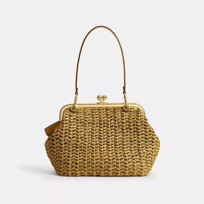 Coach 27 Kisslock Frame Interwoven Tote Bag In Brown