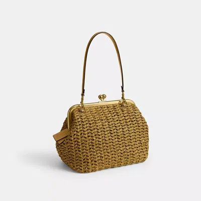 Coach 27 Kisslock Frame Interwoven Tote Bag In Brown