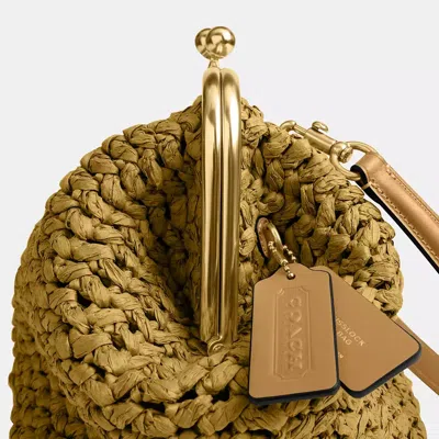 Coach 27 Kisslock Frame Interwoven Tote Bag In Brown