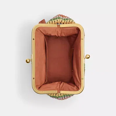 Coach Large Weave Straw Kisslock Frame Bag 27 Multi