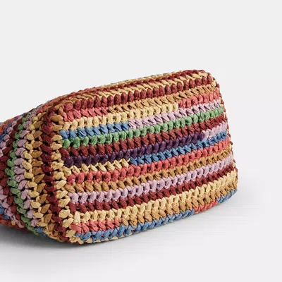Coach Large Weave Straw Kisslock Frame Bag 27 Multi