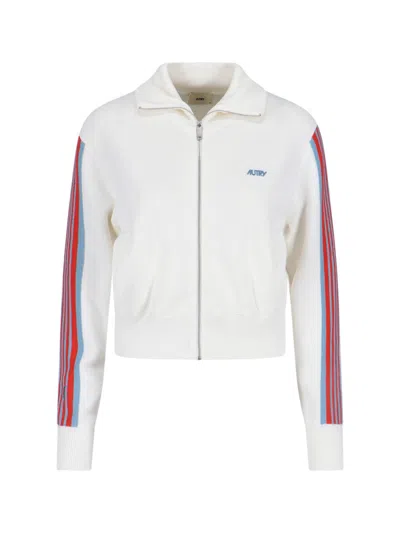 Autry White Viscose Blend Zip Sweatshirt In White