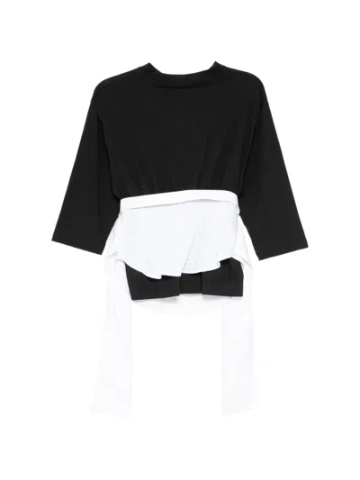 Pushbutton Layered T-shirt In Black