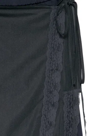 Pushbutton Lace-embellished Trousers In Blue