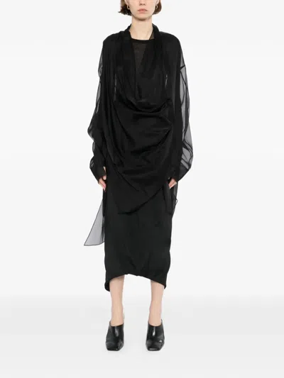 Gaz De Lin Draped Blouse In Black