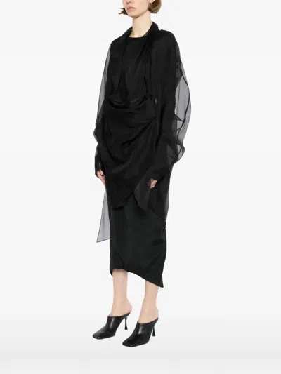Gaz De Lin Draped Blouse In Black