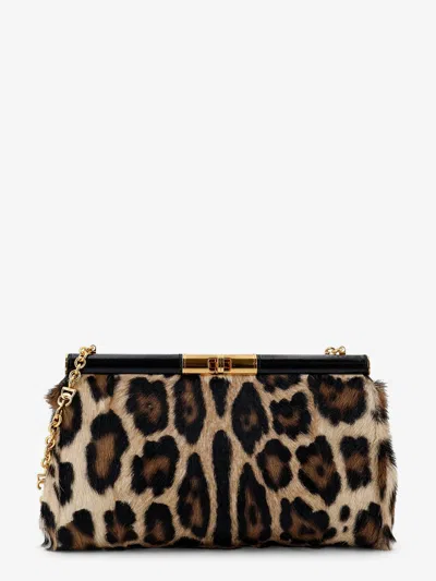 Dolce & Gabbana Marlene Leopard Print Goatskin Shoulder Bag In Multi