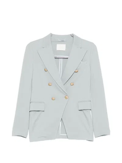 Circolo 1901 Sky Blue Solid Notched Lapel Blazer In Blue