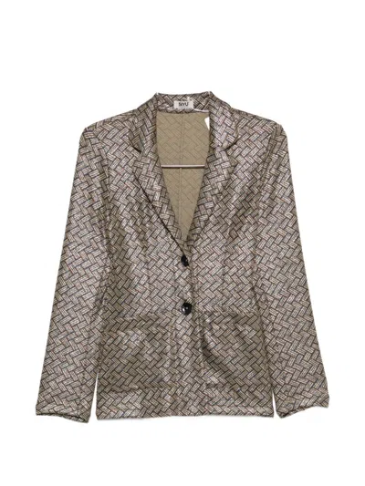 Siyu Tallis Patterned Button-fastening Blazer In Brown