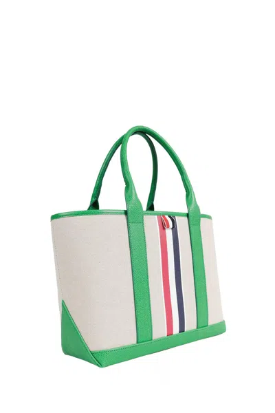 Thom Browne Small Tool Tote With Leather Handle In Green