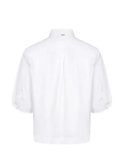 Herno Short Sleeve Shirt Collar Ribbon Detail In White