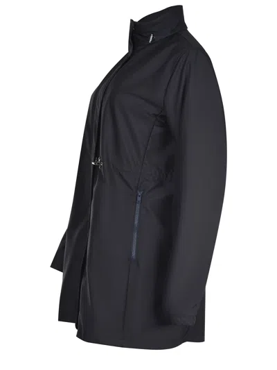 Fay Technical Poplin Virginia Overcoat With Adjustable Drawstring In Blue