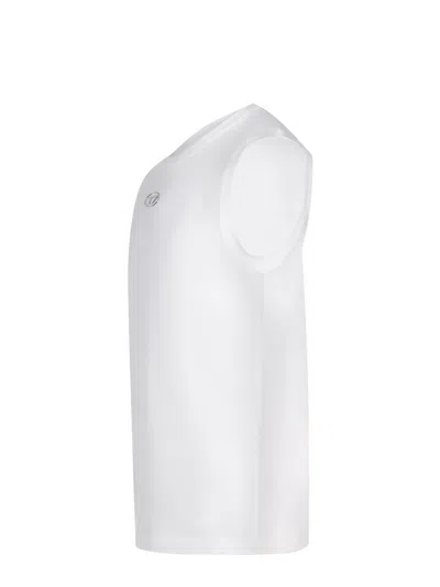 Diesel T-bisco-iod White Sleeveless Top With Logo Detail On The Front In Cotton Man