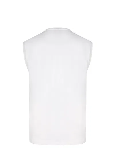 Diesel T-bisco-iod White Sleeveless Top With Logo Detail On The Front In Cotton Man