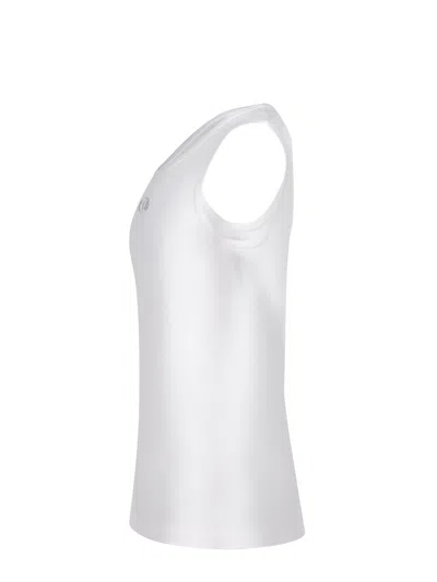 Diesel T-bisco-iod White Sleeveless Top With Logo Detail On The Front In Cotton Man