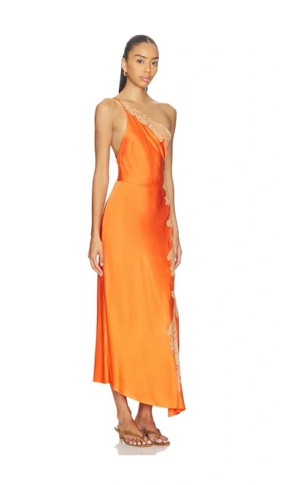 A.l.c Lou Lace-embroidered One-shoulder Slip Dress In Orange