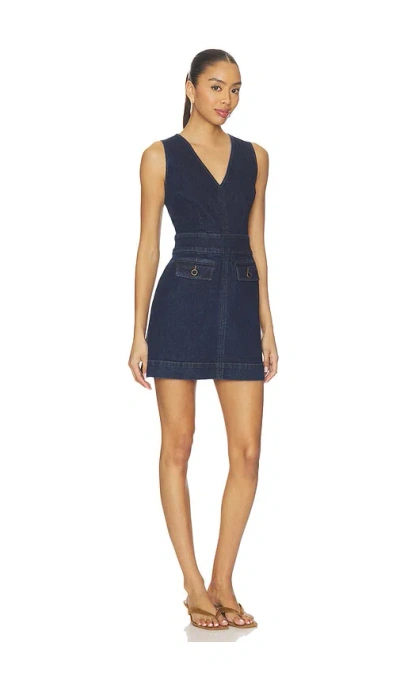 Paige Sylvia Denim Mini Dress Ballast In Blue