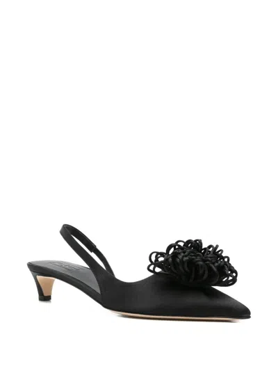 By Malene Birger Laiolo Satin Slingback Kitten Heel Pumps In Black