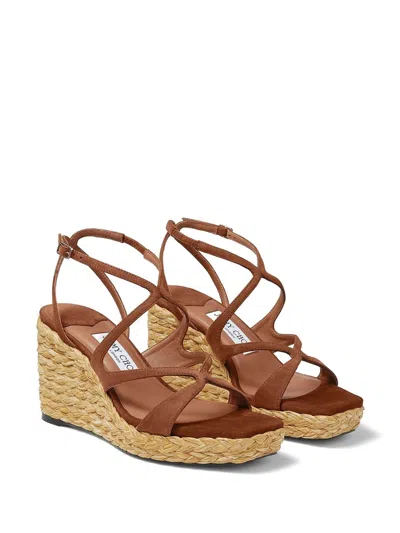 Jimmy Choo Ayla 85 Raffia Wedge Strappy Espadrilles In Multi