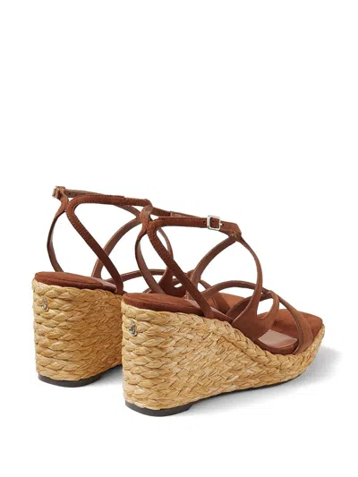 Jimmy Choo Ayla 85 Raffia Wedge Strappy Espadrilles In Multi