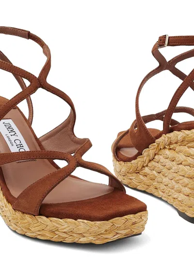 Jimmy Choo Ayla 85 Raffia Wedge Strappy Espadrilles In Multi