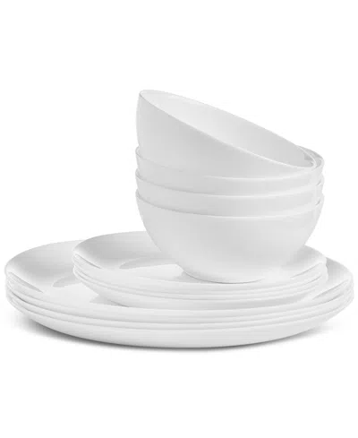 Arch Studio Opal Glass Coupe 12 Pc. Dinnerware Set, Service For 4, Exclusively At Macy's In White