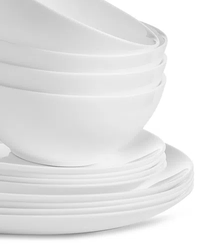Arch Studio Opal Glass Coupe 12 Pc. Dinnerware Set, Service For 4, Exclusively At Macy's In White