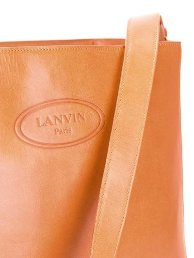 Shop Lanvin Embossed Logo Shoulder Bag