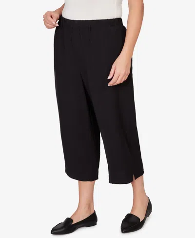 Alfred Dunner Plus Size Crowd Pleaser Relaxed Pull-on Black Capri Pants In Black