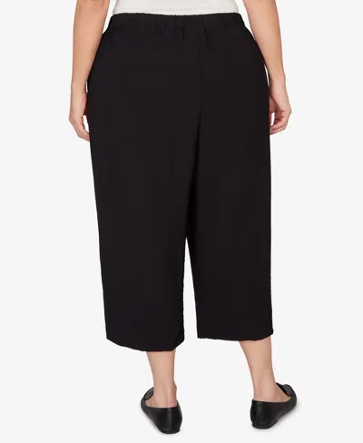 Alfred Dunner Plus Size Crowd Pleaser Relaxed Pull-on Black Capri Pants In Black