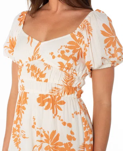 Roxy Camellia Floral Crinkled Gauze Minidress In Orange