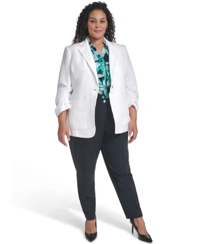 Calvin Klein Plus Size Notch Collared Jacket In Multi