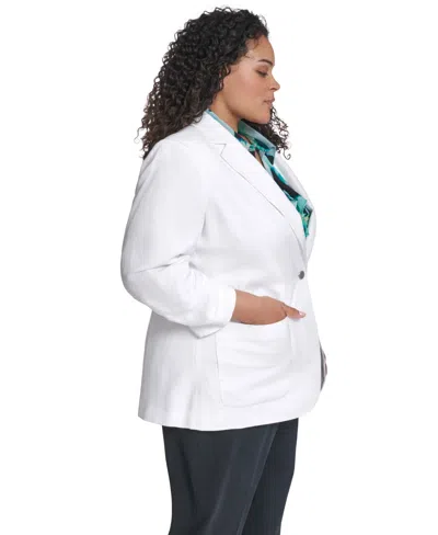 Calvin Klein Plus Size Notch Collared Jacket In Multi