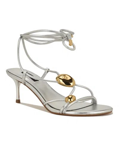 Nine West Greska Ankle Wrap Sandal In Gray