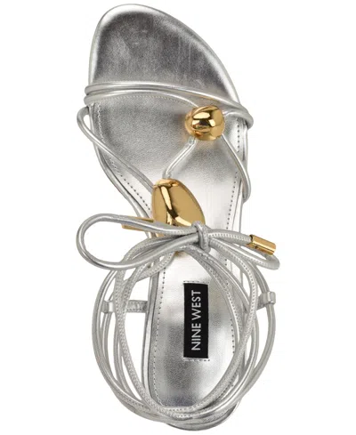 Nine West Greska Ankle Wrap Sandal In Gray