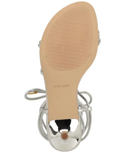 Nine West Greska Ankle Wrap Sandal In Gray