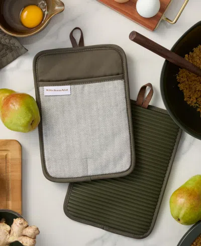 Kitchenaid Design Series Herringbone Ribbed Soft Silicone 2-pc. Pot Holder Set In Multi