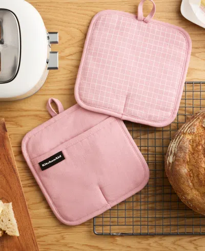 Kitchenaid Gridlines 2-pc. Pot Holder Set In Pink