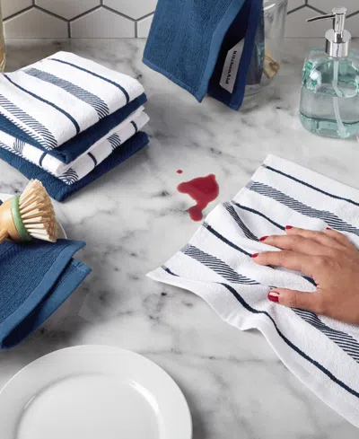 Kitchenaid Albany Stripe Dishcloth Set, 8-pack In Blue