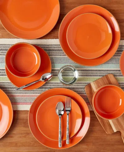 Infuse 12 Pc. Stoneware Dinnerware Set, Service For 4 In Orange