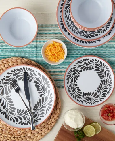 Infuse Melamine 12 Pc. Dinnerware Set, Service For 4 In Black