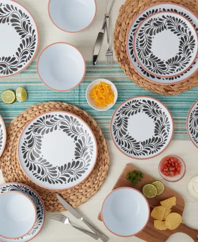 Infuse Melamine 12 Pc. Dinnerware Set, Service For 4 In Black