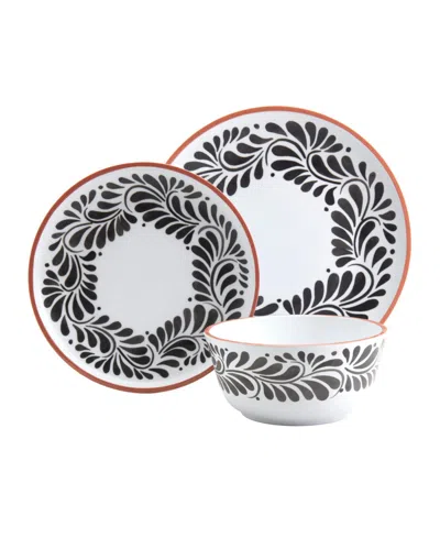 Infuse Melamine 12 Pc. Dinnerware Set, Service For 4 In Black