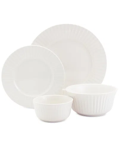 Haven Round Embossed 32 Pc. Dinnerware Set, Service For 8 In White