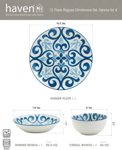 Haven Ragusa 12 Pc. Dinnerware Set, Service For 4 In Blue