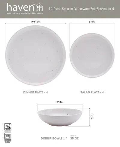 Haven Modern Speckle White 12 Pc. Dinnerware Set, Service For 4 In White